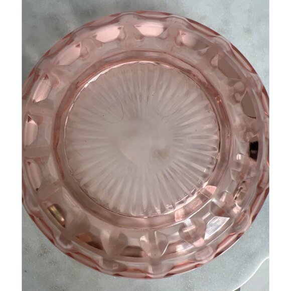 Vintage Jeanette Glass Co Bowl Cube Pink Depression Glass Scalloped Edge Collect - Picture 3 of 8